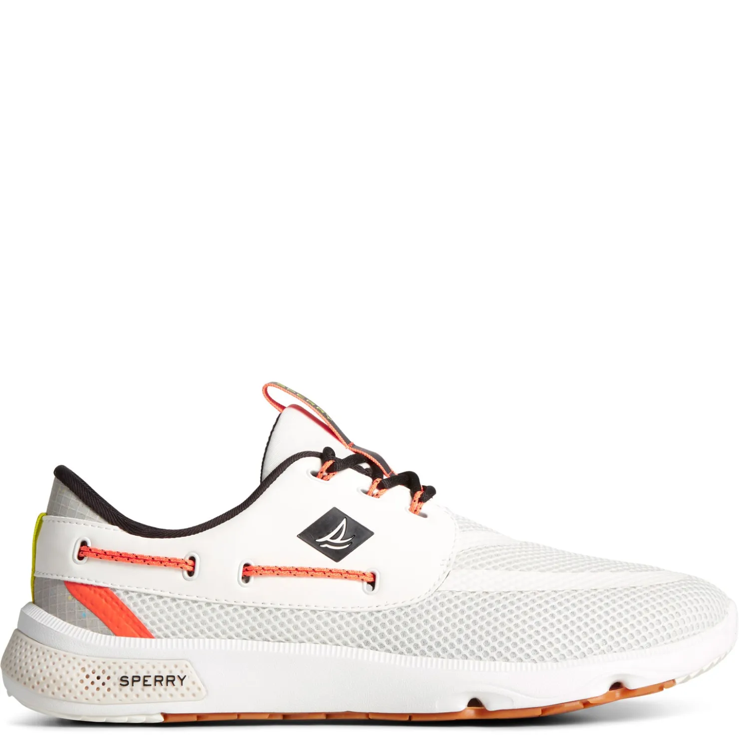 Boat Shoes*Sperry Men's , 7 Seas 3 Eye Sneaker White Multi