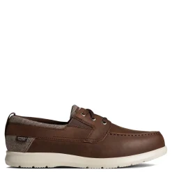 Boat Shoes*Sperry Men's , Bowrider Plushstep 3-Eye Slip-On Brown Leather