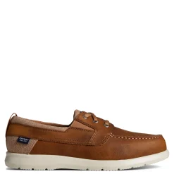 Boat Shoes*Sperry Men's , Bowrider Plushstep 3-Eye Slip-On Tan Leather