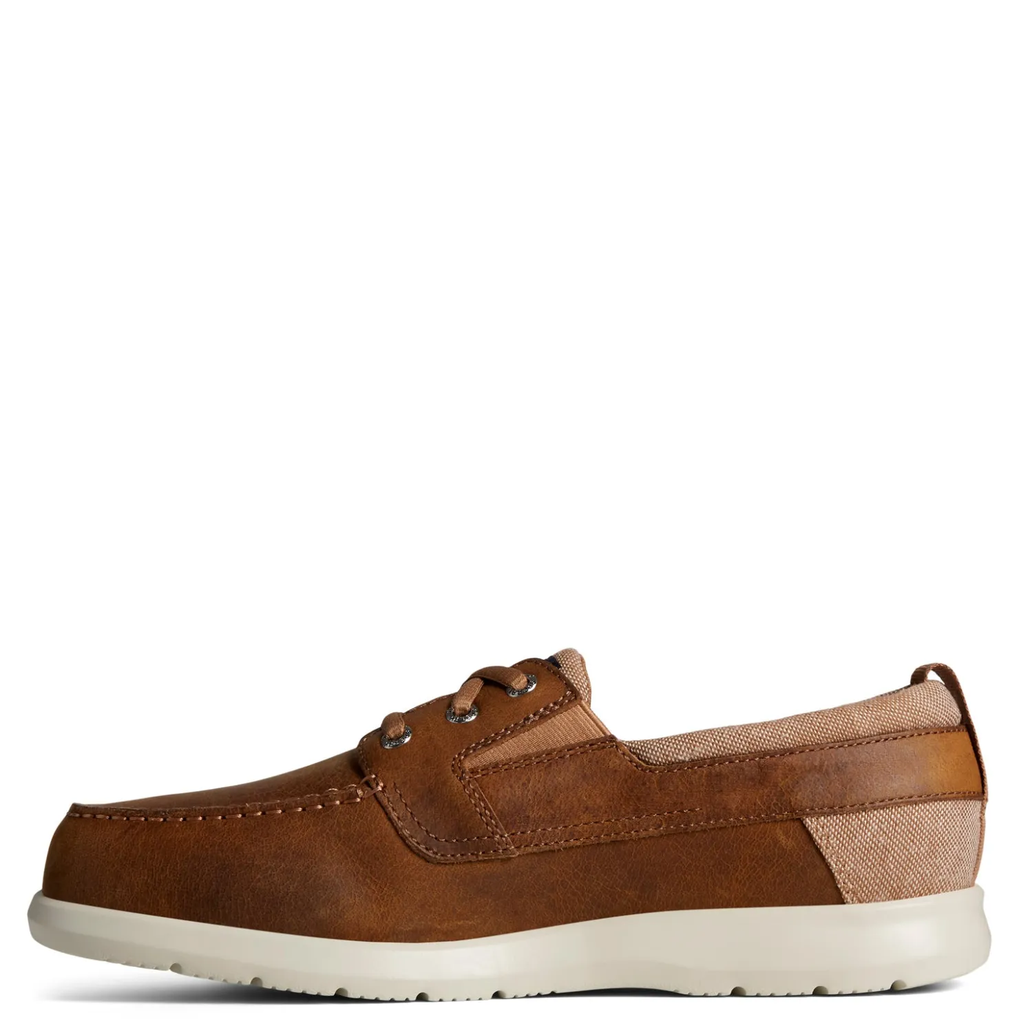 Boat Shoes*Sperry Men's , Bowrider Plushstep 3-Eye Slip-On Tan Leather