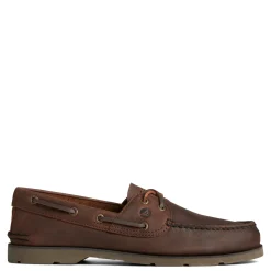 Boat Shoes*Sperry Men's , Leeward X Lace Boat Shoe Brown Tumbled Leather