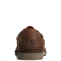 Boat Shoes*Sperry Men's , Leeward X Lace Boat Shoe Brown Tumbled Leather