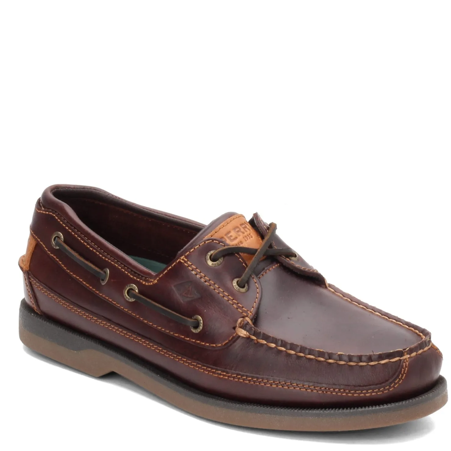 Boat Shoes*Sperry Men's , Mako 2-Eye Boat Shoe Brown Red