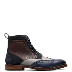 Boots*Stacy Adams Men's , Finnegan Wingtip Lace Up Boot Navy Multi