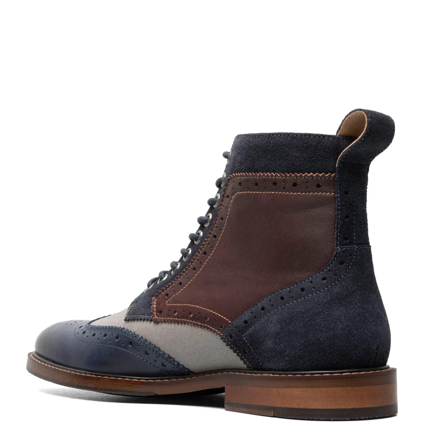 Boots*Stacy Adams Men's , Finnegan Wingtip Lace Up Boot Navy Multi
