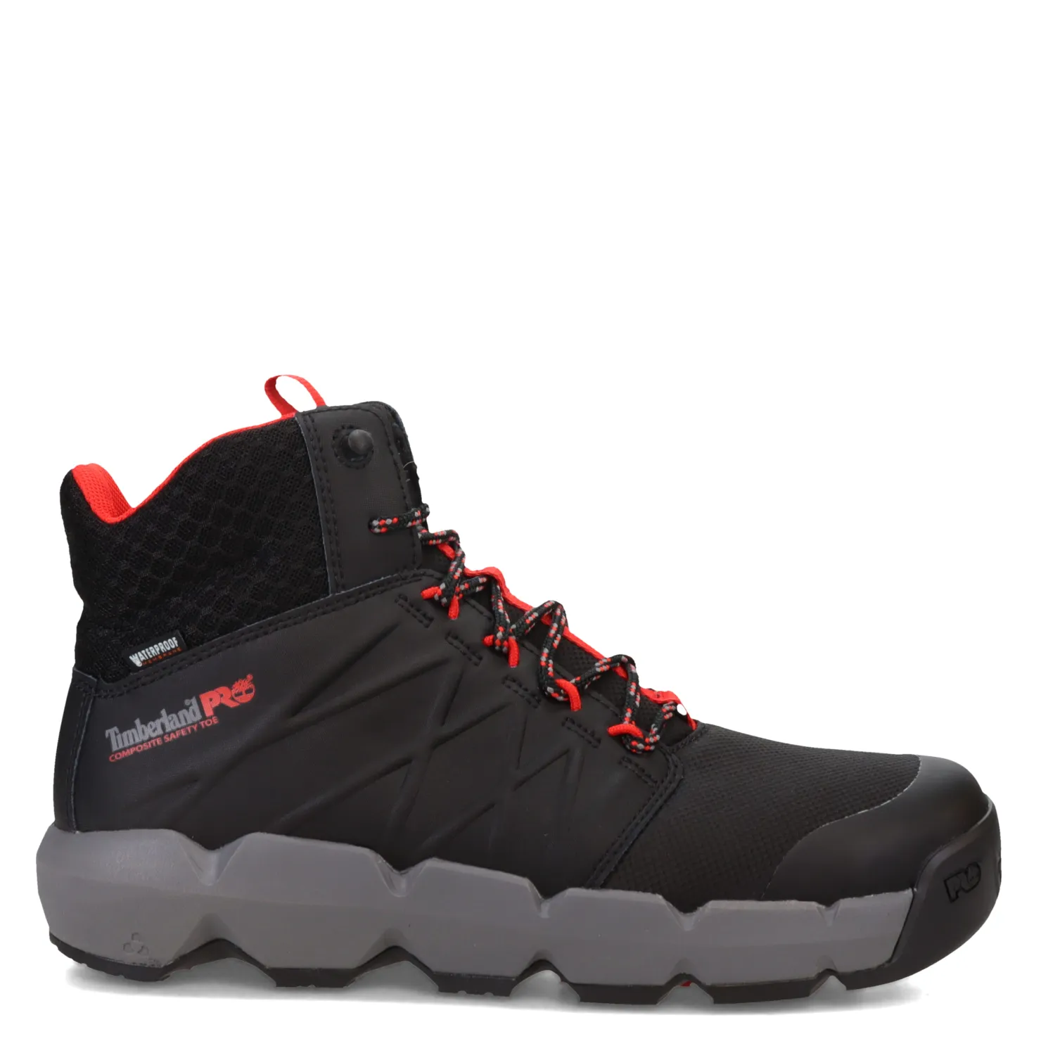Boots*Timberland Pro Men's , Morphix Mid Waterproof CT Boot Black Red