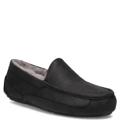 Loafers*UGG Men's , Ascot Slipper Black Leather/Grey