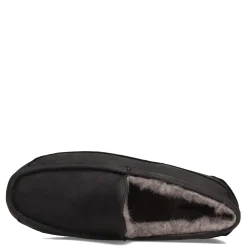 Slippers*UGG Men's , Ascot Slipper - Wide Width Black Leather/Grey