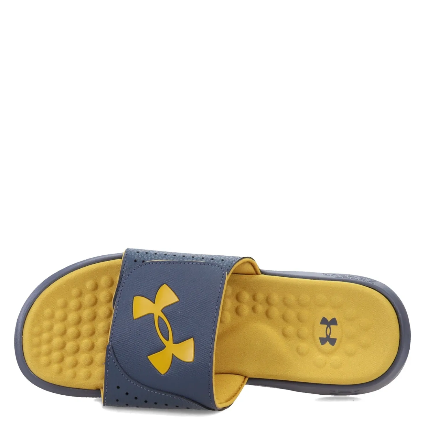 Slides*Under Armour Men's , Ignite 7 Slide Sandal Downpour Gray/Downpour Gray/Gilded Yellow