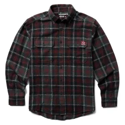 Outerwear*Wolverine Men's , Glacier Heavyweight Flannel Shirt Midnight Black Plaid