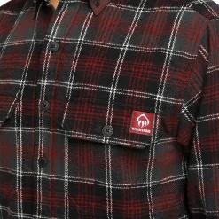 Outerwear*Wolverine Men's , Glacier Heavyweight Flannel Shirt Midnight Black Plaid