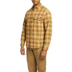 Outerwear*Wolverine Men's , Glacier Heavyweight Flannel Shirt Coyote Plaid