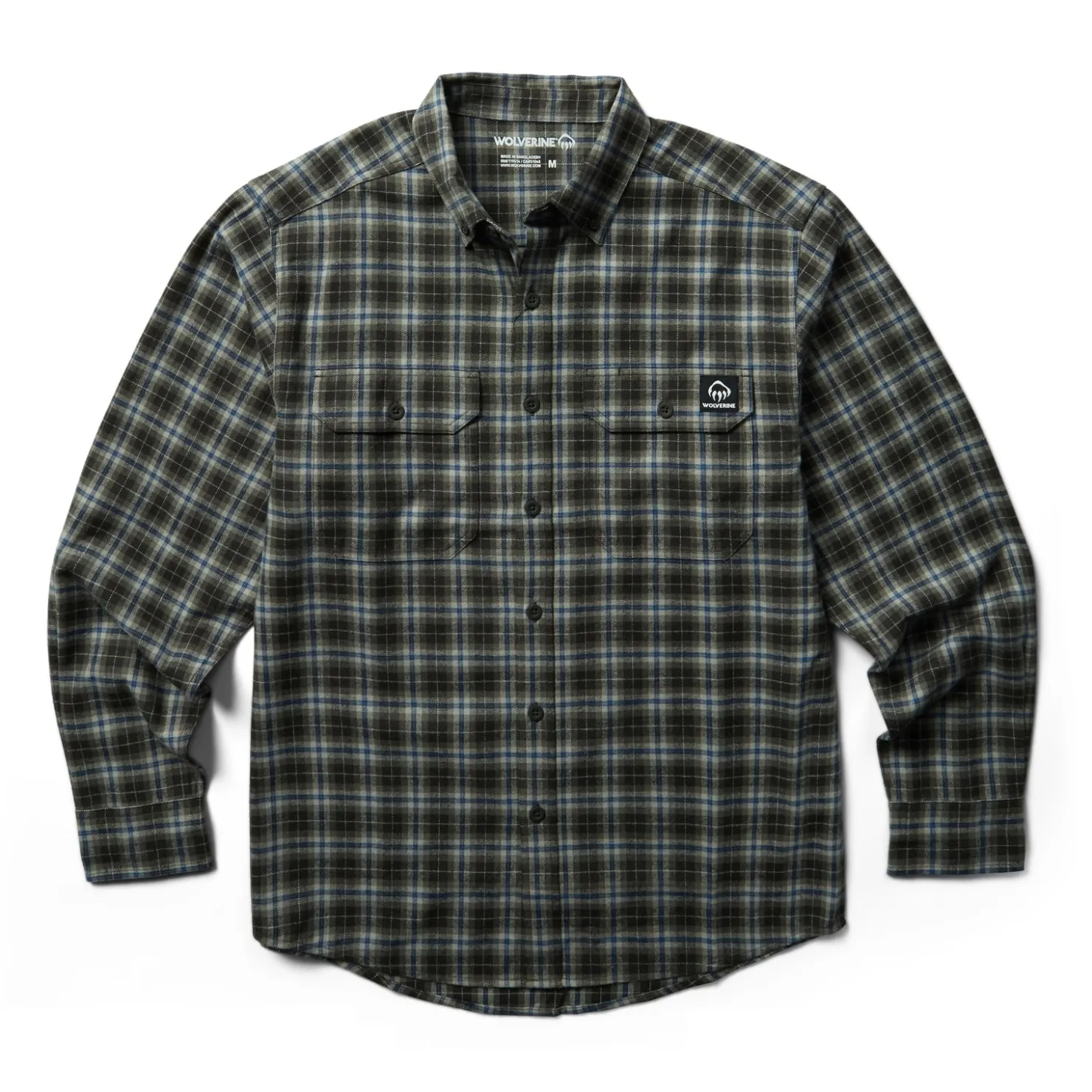 Tops*Wolverine Men's , Glacier Midweight Flannel Shirtweight Flannel Shirt Onyx