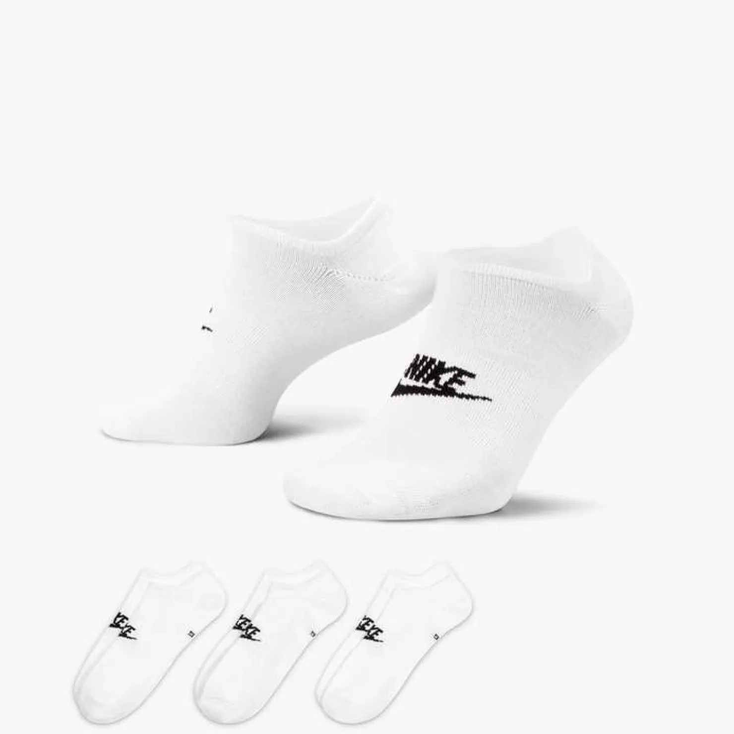 Socks*Nike , Everyday Essential No Show Socks - 3 Pair White