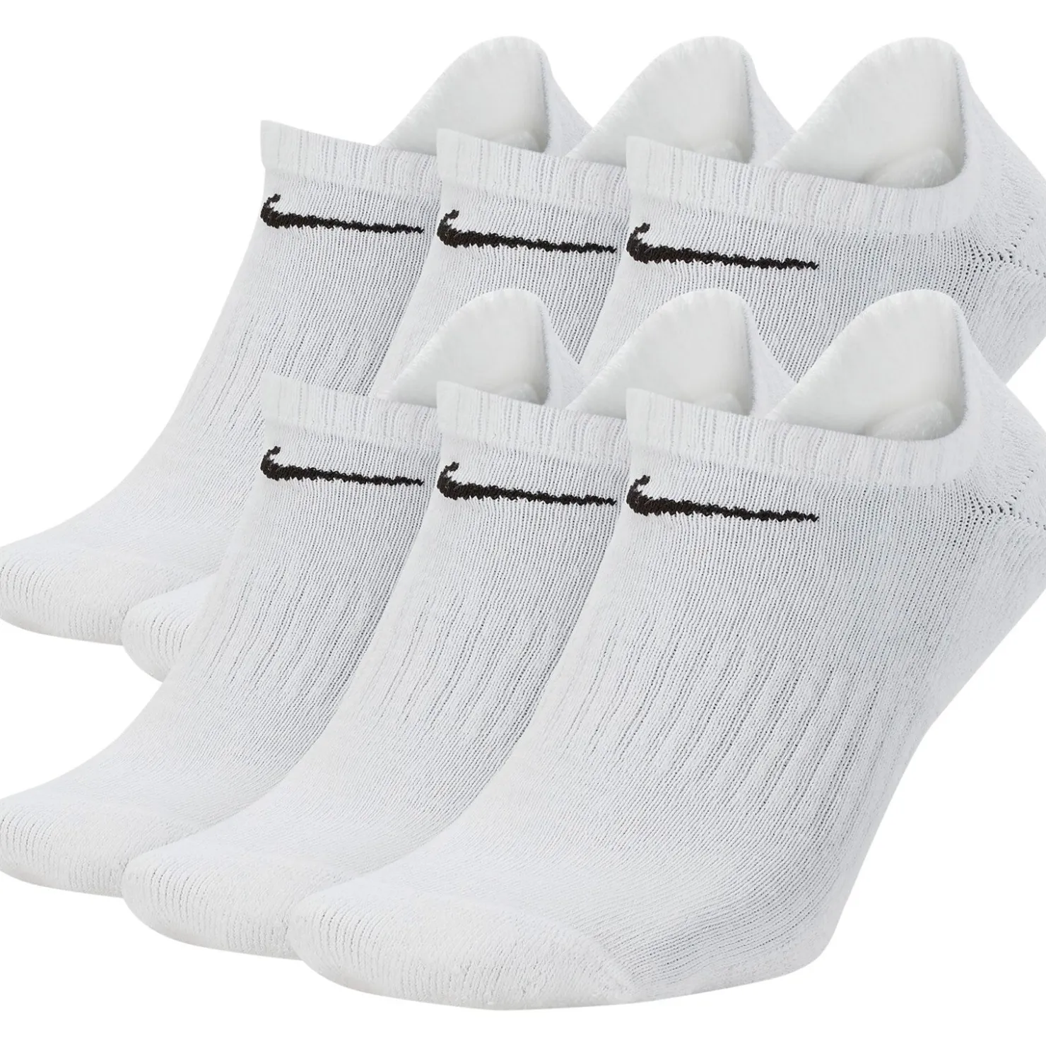 Socks*Nike Unisex, , Everyday Cushioned Training No-Show Socks - 6 Pair White