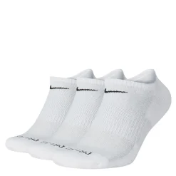Socks*Nike Unisex , Everyday Plus Cushioned Training No-Show Socks - 3 Pair White