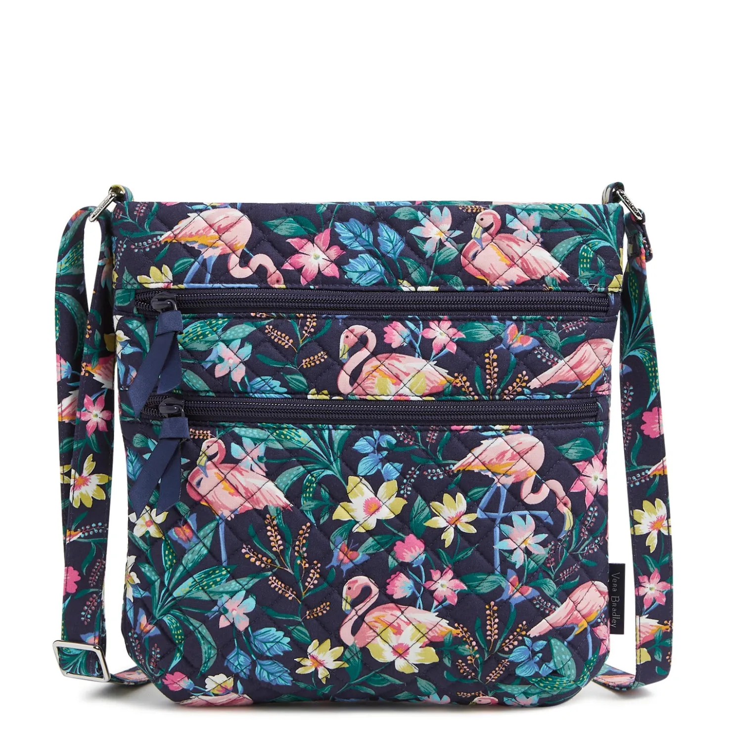 Handbags*Vera Bradley , Triple Zip Hipster Crossbody Bag Flamingo Garden