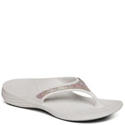 Flip Flops*Aetrex Women's , Fiji Sparkle Sandal White