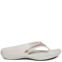 Flip Flops*Aetrex Women's , Fiji Sparkle Sandal White