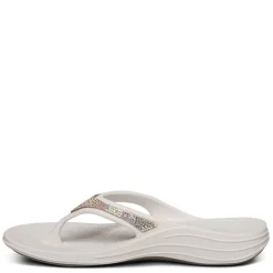 Flip Flops*Aetrex Women's , Fiji Sparkle Sandal White