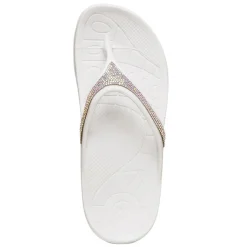 Flip Flops*Aetrex Women's , Fiji Sparkle Sandal White