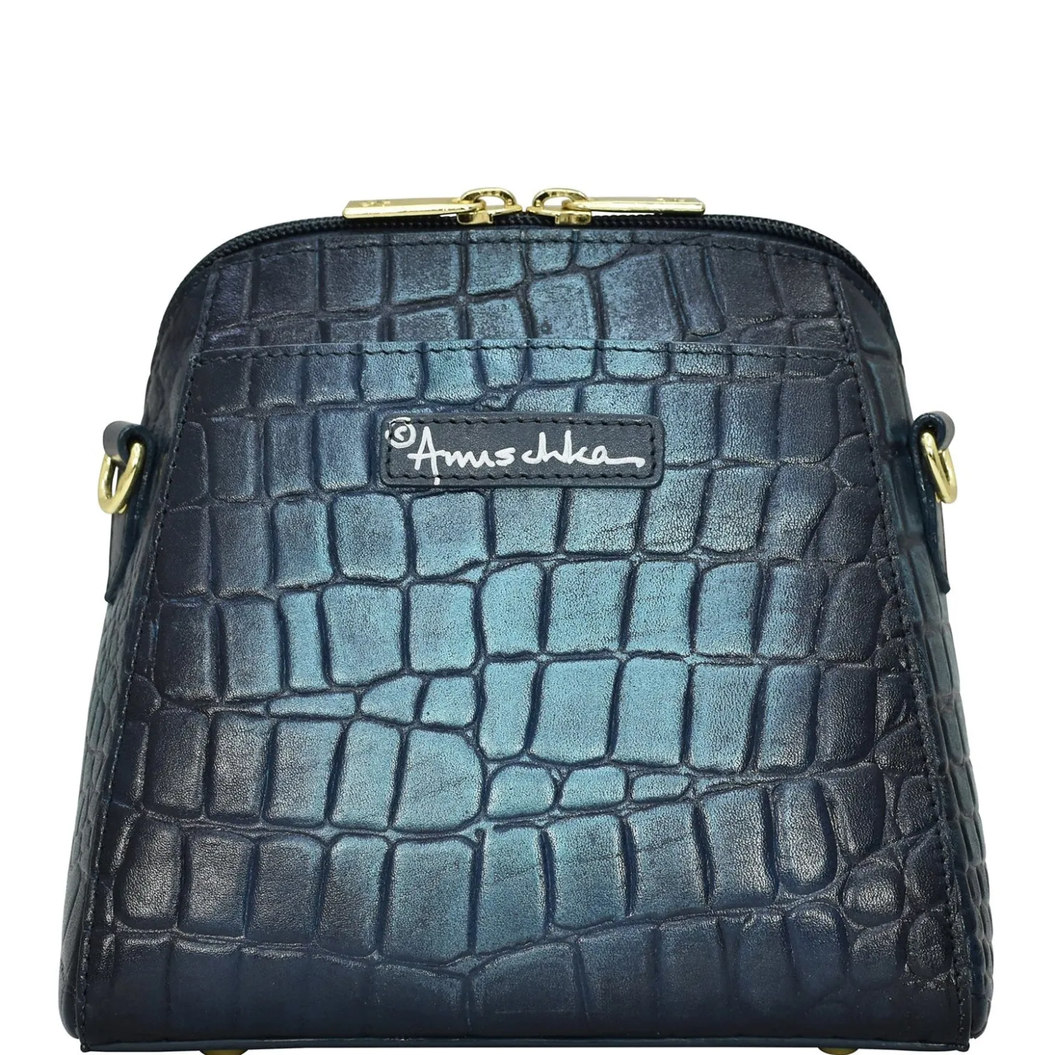 Handbags*Anuschka Women's , Croc Embossed Zip Around Travel Organizer Sapphire Croc