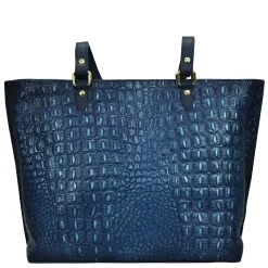 Handbags*Anuschka Women's , Croc Embossed Large Tote Sapphire Croc