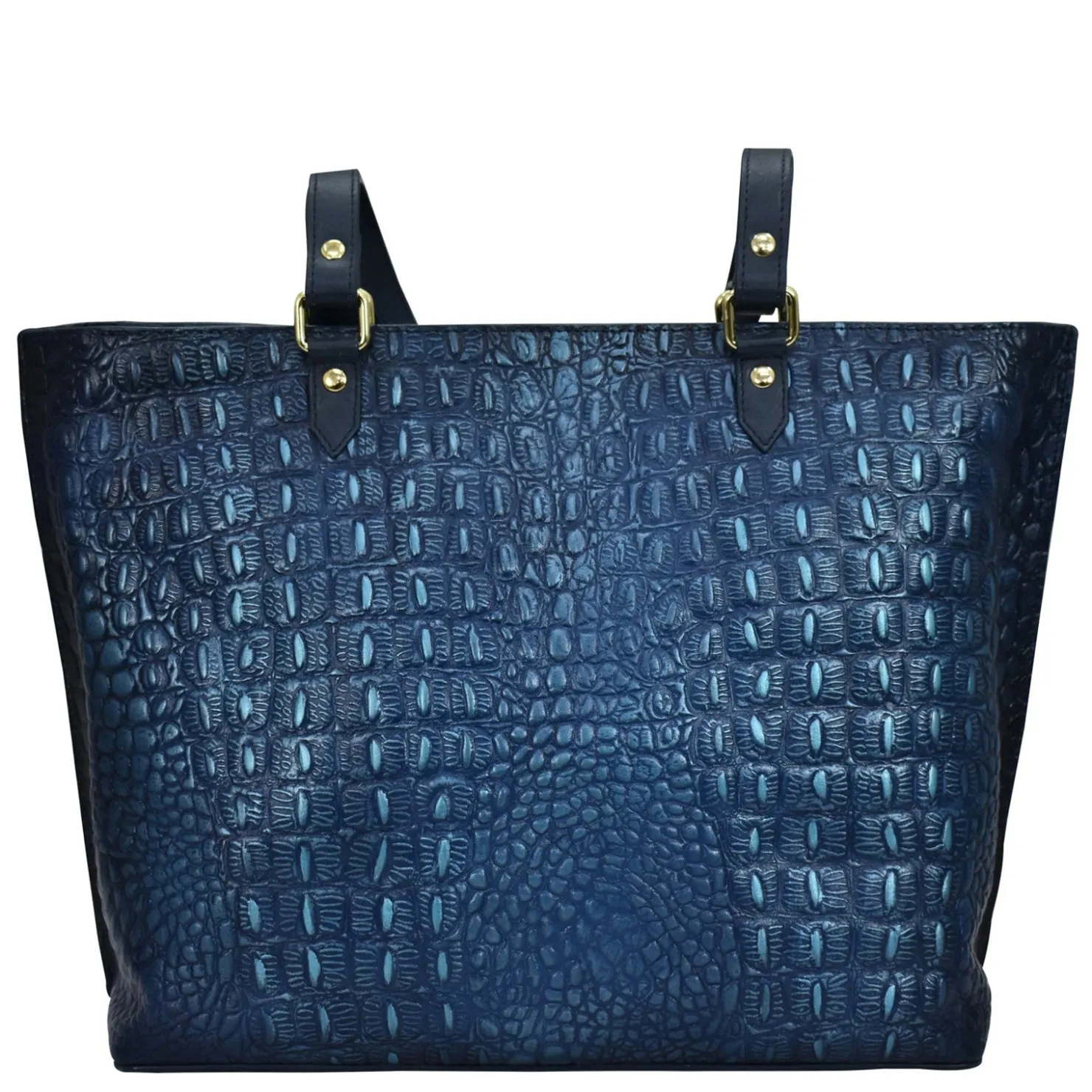 Handbags*Anuschka Women's , Croc Embossed Large Tote Sapphire Croc
