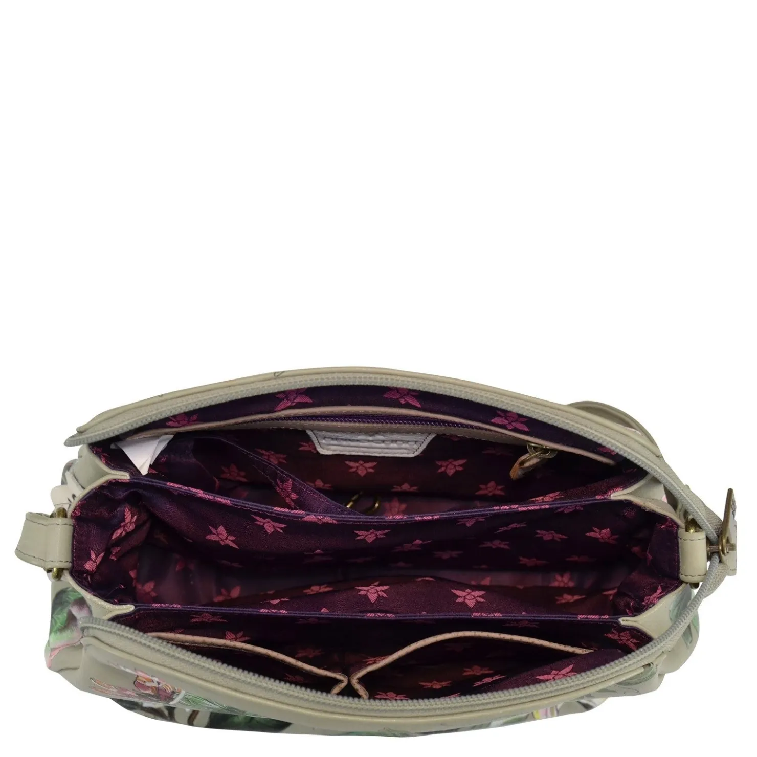 Handbags*Anuschka Women's , Multi Compartment Medium Bag Floral Passion