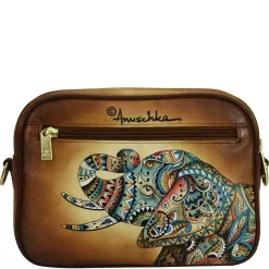 Handbags*Anuschka Women's , Twin Top Messenger Elephant Mandala