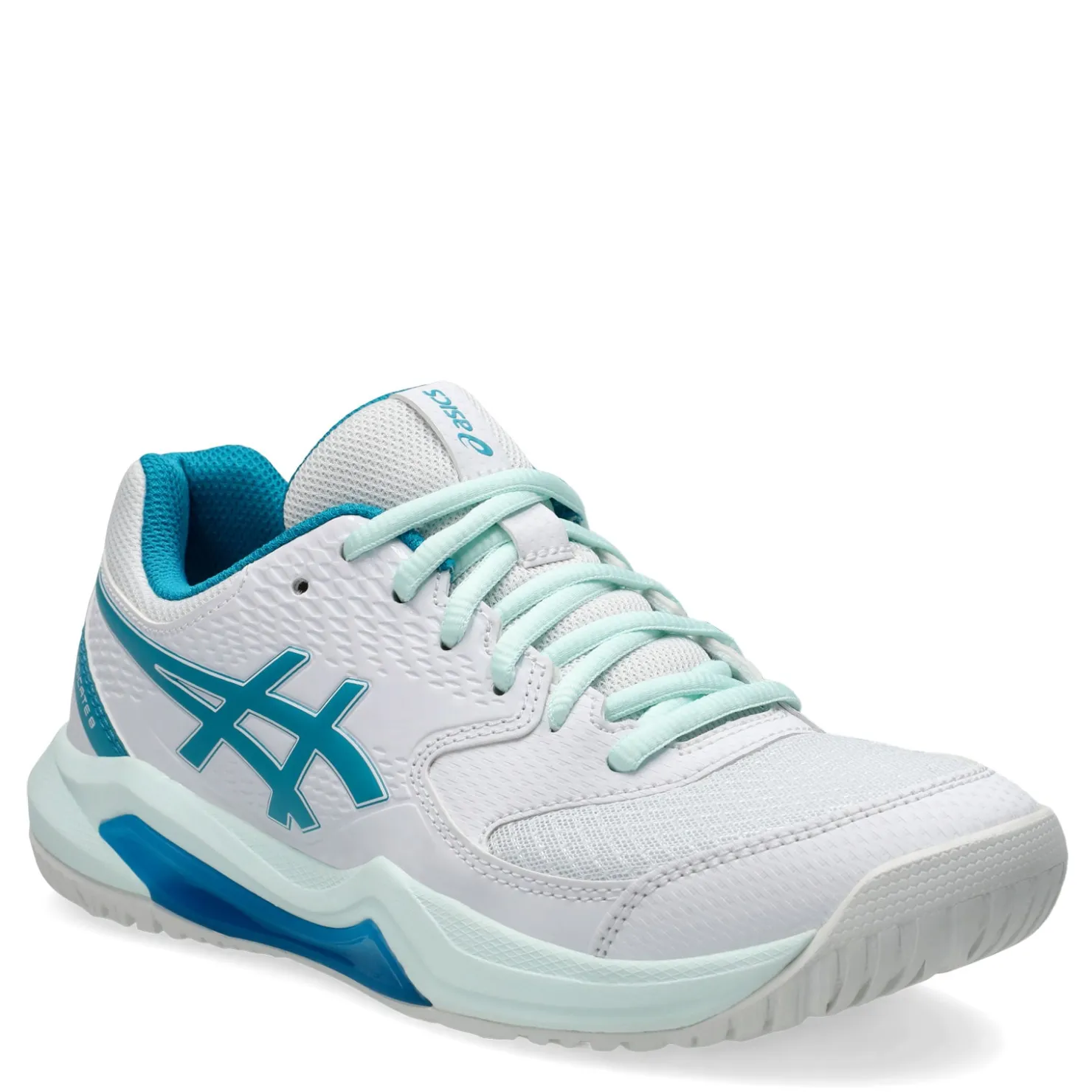 Court*ASICS Women's , GEL-Dedicate 8 Pickleball Shoe - Wide Width White/Teal Blue