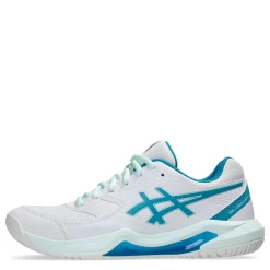 Court*ASICS Women's , GEL-Dedicate 8 Pickleball Shoe - Wide Width White/Teal Blue