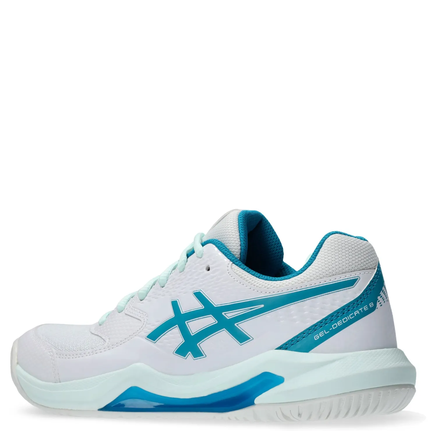 Court*ASICS Women's , GEL-Dedicate 8 Pickleball Shoe - Wide Width White/Teal Blue