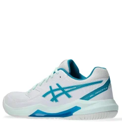 Court*ASICS Women's , GEL-Dedicate 8 Tennis Shoe White/Teal Blue