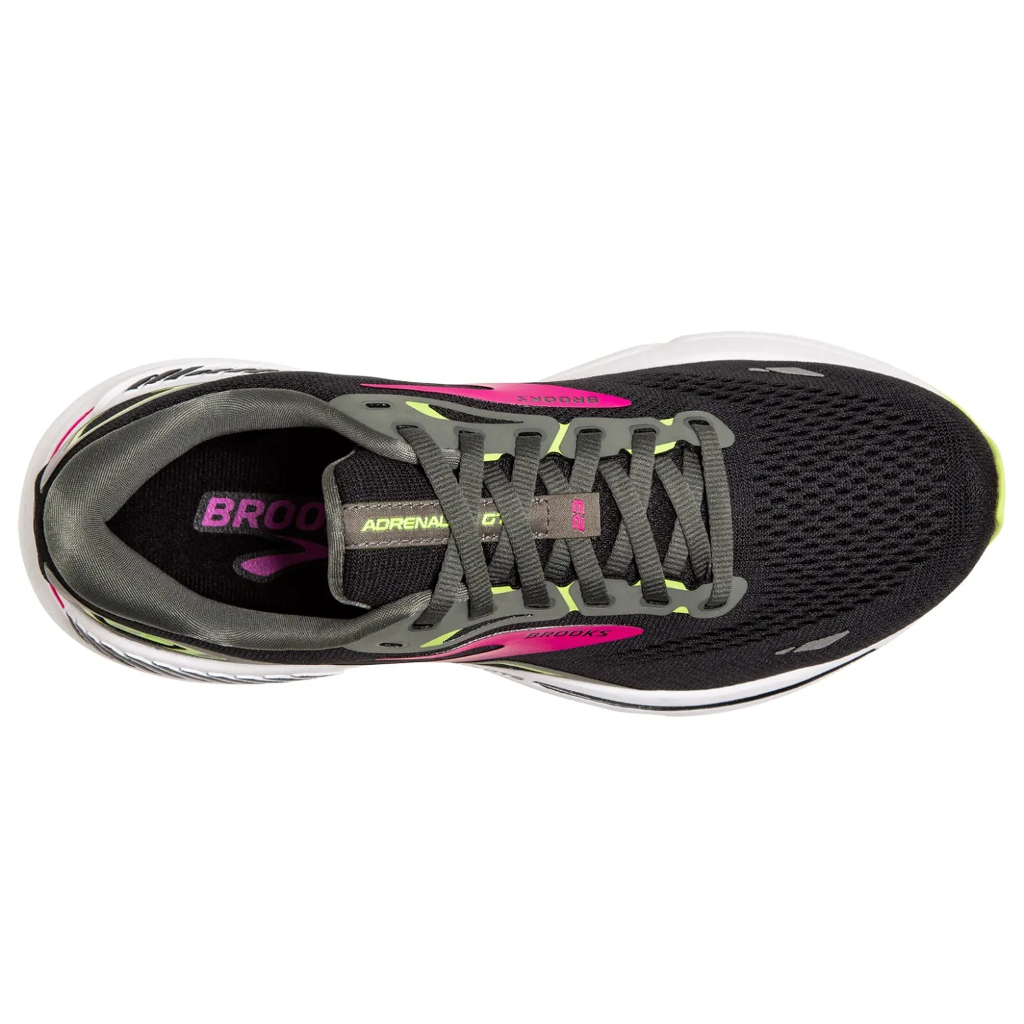 Running*Brooks Women's , Adrenaline GTS 23 Running Shoe - Wide Width Black/Pink/Green