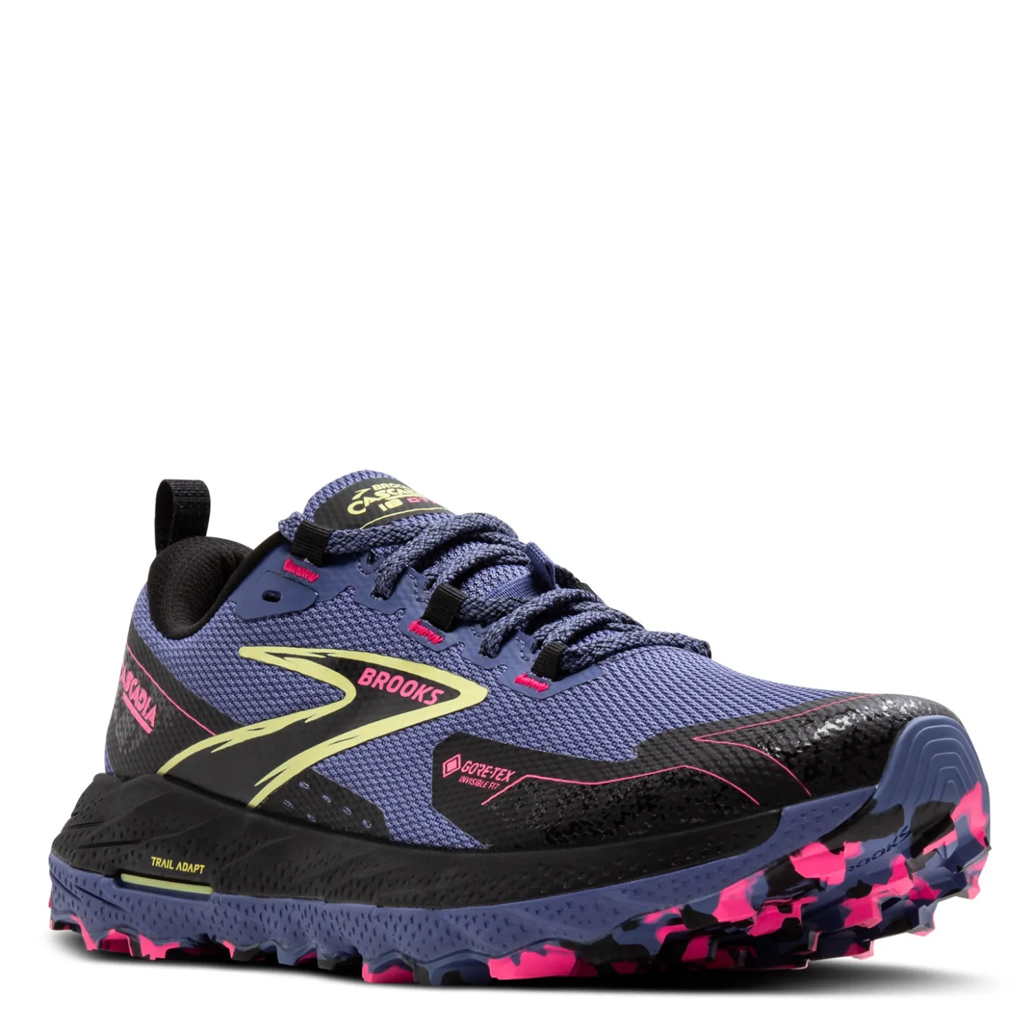 Running*Brooks Women's , Cascadia 18 GTX Trail Running Shoe Grey Blue/Black/Pink