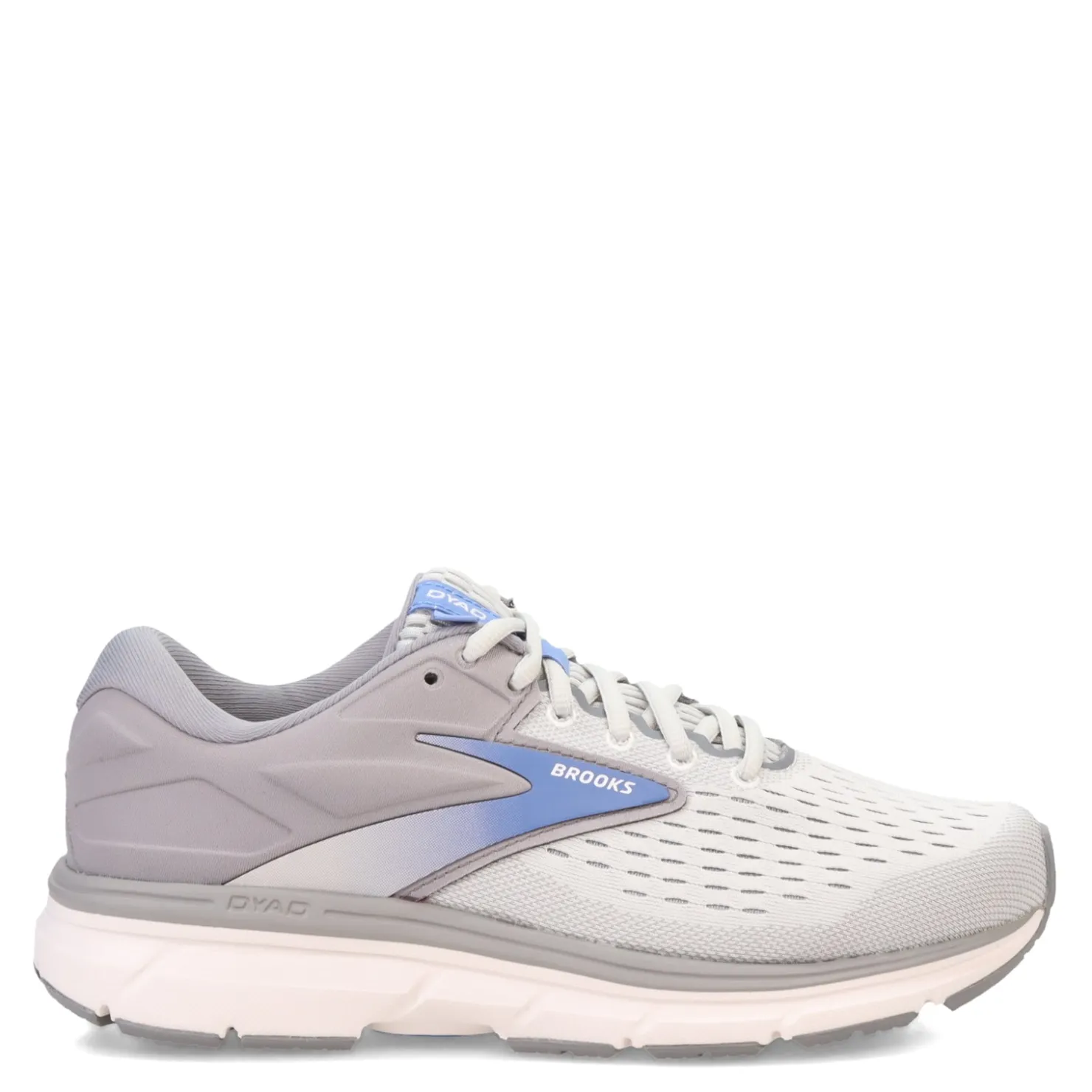 Running*Brooks Women's , Dyad 11 Running Shoe - Wide Width Grey/White/Blue