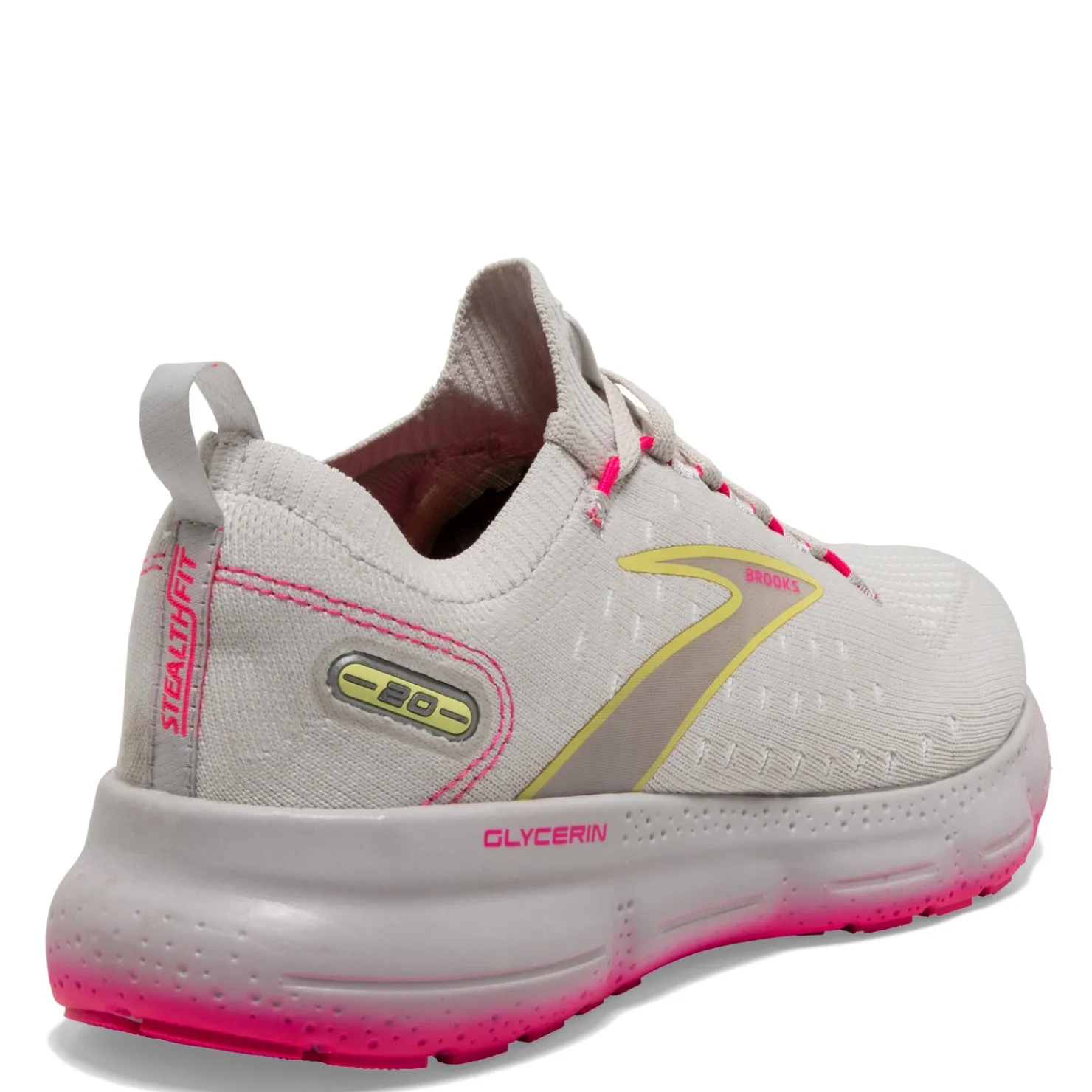 Running*Brooks Women's , Glycerin 20 Stealth Fit Running Shoe Grey/Yellow/Pink