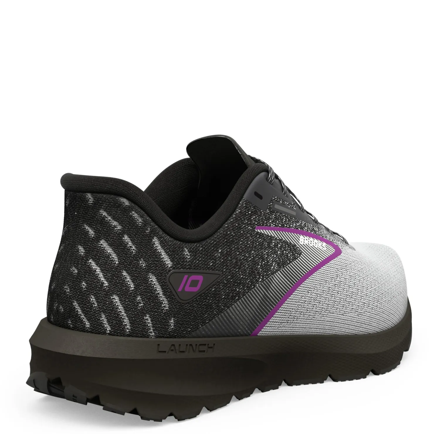 Running*Brooks Women's , Launch 10 Running Shoe - Wide Width Black/White/Violet