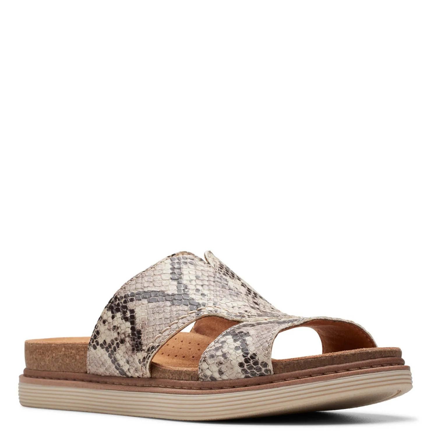 Footbed Sandals*Clarks Women's , Arwell Walk Sandal Snake Print Leather