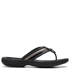 Flip Flops*Clarks Women's , Breeze Coral Sandal Black Combi