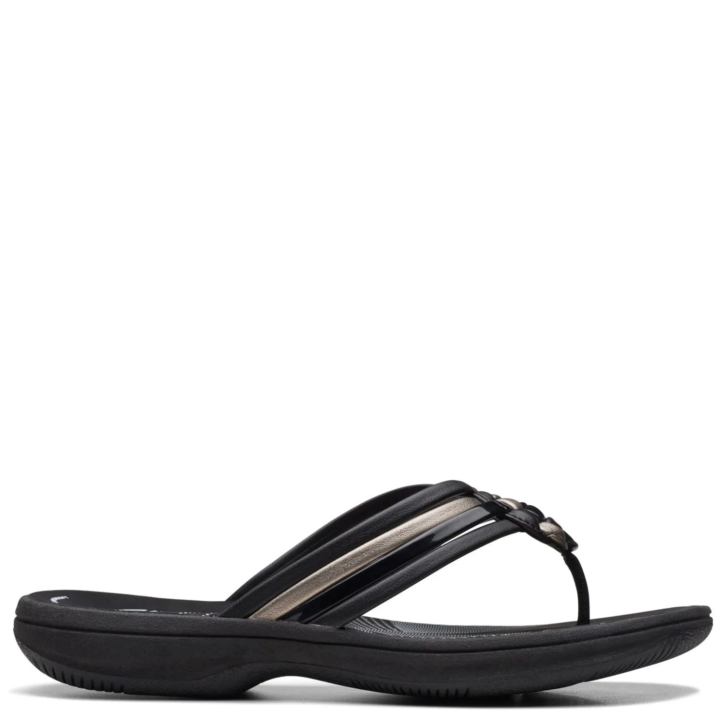 Flip Flops*Clarks Women's , Breeze Coral Sandal Black Combi