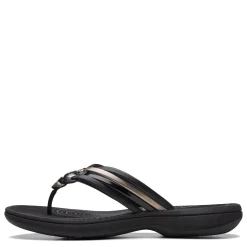 Flip Flops*Clarks Women's , Breeze Coral Sandal Black Combi