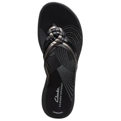 Flip Flops*Clarks Women's , Breeze Coral Sandal Black Combi