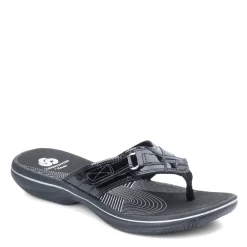 Flip Flops*Clarks Women's , Breeze Sea Sandal Black Patent