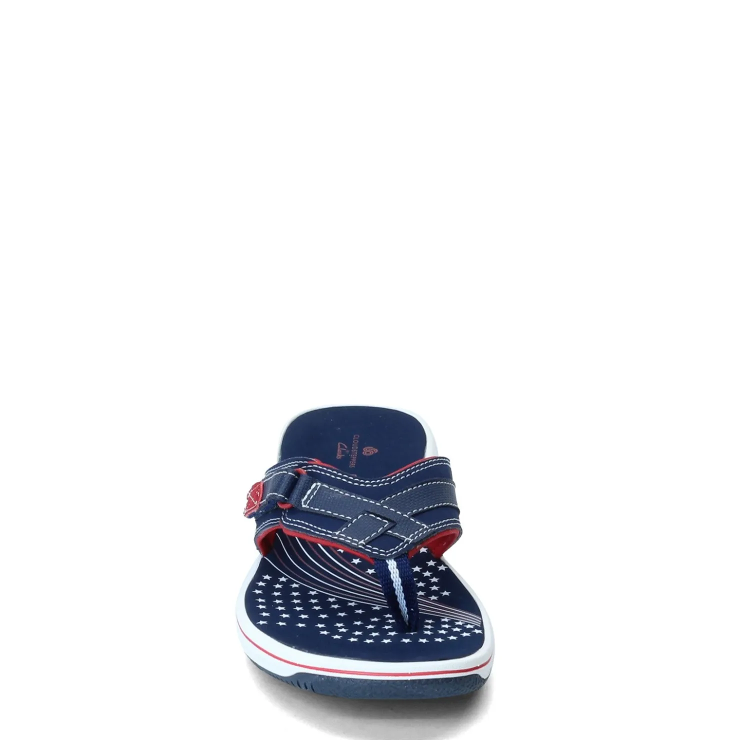 Flip Flops*Clarks Women's , Breeze Sea Sandal Red White Blue