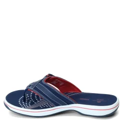 Flip Flops*Clarks Women's , Breeze Sea Sandal Red White Blue