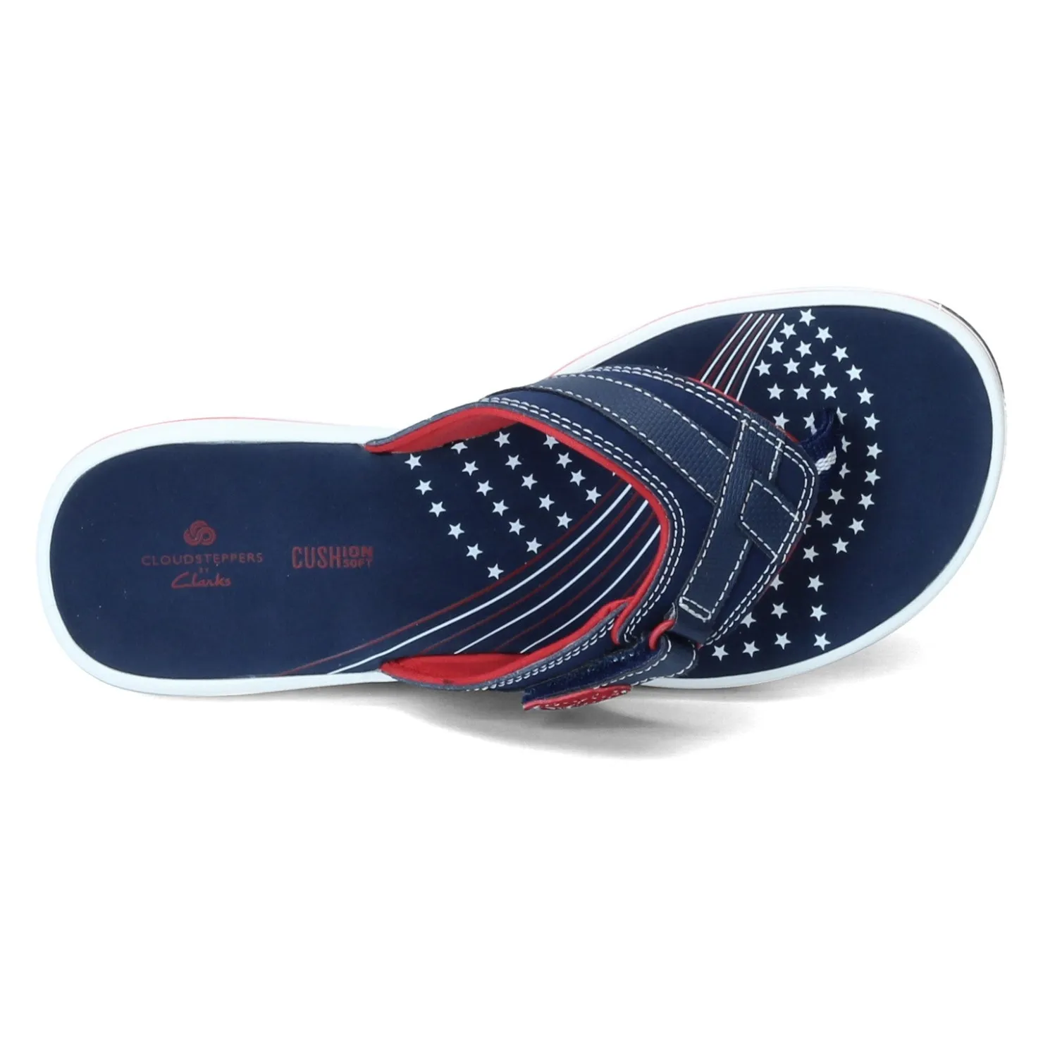 Flip Flops*Clarks Women's , Breeze Sea Sandal Red White Blue
