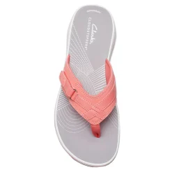 Flip Flops*Clarks Women's , Breeze Sea Sandal Coral Bright