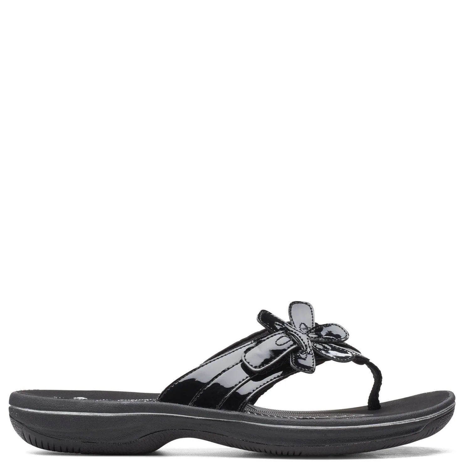 Flip Flops*Clarks Women's , Brinkley Flora Sandal Black Patent